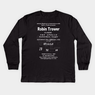Robin Trower Saturday Feb 28 1976 Glasgow Apollo UK Tour Ticket Repro Kids Long Sleeve T-Shirt